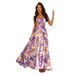 Summer Fashion Elegant Stylish Camisole Backless Printed Dress Full Skirt Strapless Vacation Maxi Dress_ecoleips.com