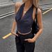 Aria Basics Aria Basics Cross-Border 2026 New Slim Fit Striped V-Neck Sleeveless Tank Summer European And American Style Hot Girl Top_ecoleips.com