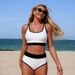 Perforated Fabric Bikini Two Piece Swimsuit Sexy Style Vacation Wear Regular Size Polyester_ecoleips.com