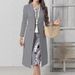 Women's Slimming Floral Print Long Cardigan Two Piece Set Bodycon Dress Round Neck Sleeveless Coat_ecoleips.com