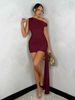 Women's Clothing Solid Color Asymmetrical Ruffled Bandage Mini Dress Style Tight Fit Women's Clothing For Formal & Casual For Women_ecoleips.com