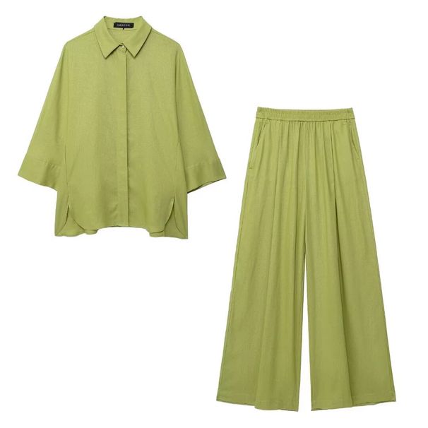Women's Clothing Spring New Loose Shirt Wide Leg Pants Casual Suit_ecoleips.com
