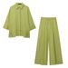 Women's Clothing Spring New Loose Shirt Wide Leg Pants Casual Suit_ecoleips.com