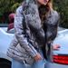 K New Short Women's Cotton Coat With A Large Fur Collar;_ecoleips.com