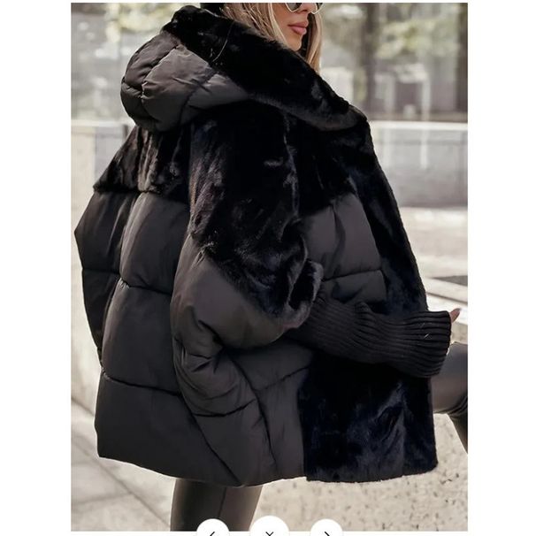 Women's Loose Fit Patchwork Down Cotton Coat - Street Fashion Winter Jacket Warm & Stylish, S-XXXL (Black, Beige, Gray, Dark Khaki)_ecoleips.com