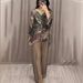 Aria Basics Aria Basics 2024 European And American Spring Fashion New Hand-painted Printed Shirt Top Wide-leg Pants Two-piece Set Women's_ecoleips.com