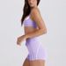 Women's Color Block Faux Two-Piece Set with White Striped Running Pants And Twisted Halter Neck Sports Bra Yoga Outfit_ecoleips.com