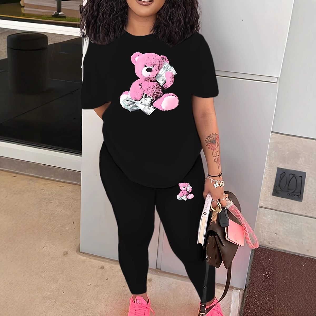 Women's Fashion Set With T-Shirt Trousers And Short Sleeves Pant Sets_ecoleips.com
