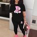 Women's Fashion Set With T-Shirt Trousers And Short Sleeves Pant Sets_ecoleips.com