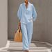 Women's Batwing Sleeve Two-Piece Set, Solid Color Open Front Cardigan & Trousers, Comfortable Office Casual Outfit_ecoleips.com