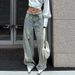 Women's Retro Distressed Ripped Jeans Loose Fit Floor Length Casual Cotton Trousers For Spring_ecoleips.com