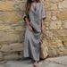 Plenty Of Cotton-Linen Yarn-Dyed Striped Loose Dresses_ecoleips.com