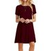 Summer Women Solid Color Dress Short Sleeve Mini Causal Dresses O-Neck Basic A-line Floral Printed Leopard Thick Vestidos_ecoleips.com