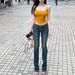 Korean Style Design Retro Distressed Flared Jeans For Women, New Autumn Low Waist Slim Fit Floor-Length Pants Trendy_ecoleips.com
