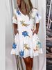 Aria Basics Aria Basics Cross-Border Women's Fashion 2025 Spring Summer Sweet V-Neck Printed Flared Dress European And American Style_ecoleips.com