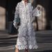 Flower Hollow Out Loose Women's Party Dress Sexy V Neck Long Sleeved Autumn Dress Casual Solid Color Button Maxi Dress Vestidos_ecoleips.com