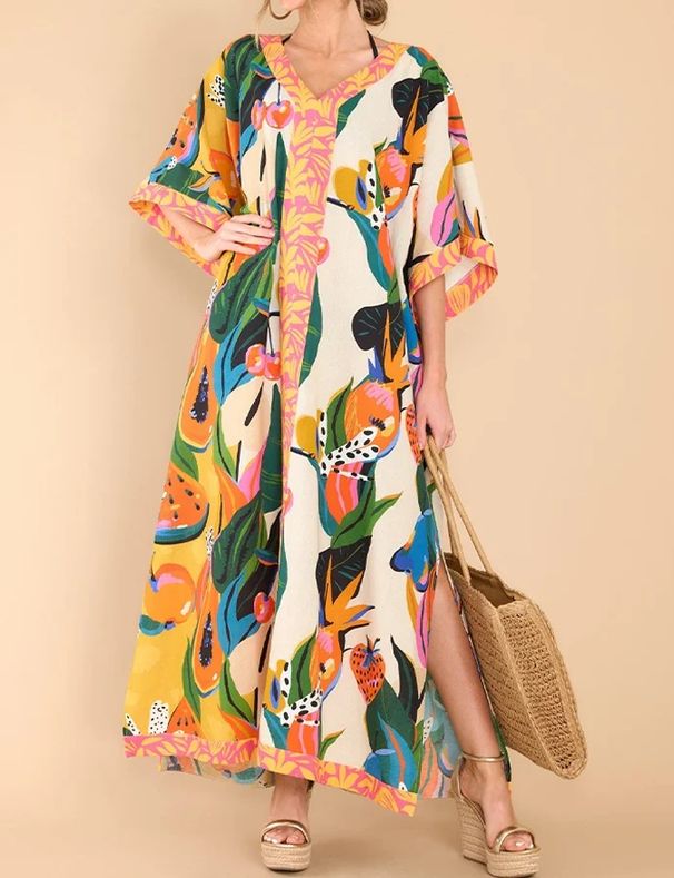 Women’s Clothing Shirt Dress, Fashionable And Casual, Large Size Loose Long Skirt, Printed Dress_ecoleips.com
