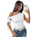 2025 Spring And Summer New Women's Sexy Slanted Neck T Shirt Off Shoulder Design Niche Short Top_ecoleips.com