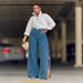 Handcrafted Floral Embroidered High-Slit Distressed Denim Jeans For Women – Vintage Boho Streetwear (Blue, S-2XL)_ecoleips.com