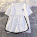 Women's Korean Style Milk Silk Lounge Set - Drawstring Short Sleeve Top & Loose Shorts 2-Piece Outfit (Casual Sporty Coords)_ecoleips.com