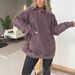 Women's Casual Hooded Denim Sweatshirt - Oversized Pullover Streetwear Top With Kangaroo Pocket (Blue, Pink, Black, Lavender, Coral, Red)_ecoleips.com