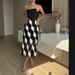 Women's Clothing Sexy Temperament Contrast Color Multi Faceted Tube Top Dress_ecoleips.com