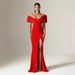 Women's Clothing Evening Dress One Shoulder Sexy Slit Dress Top Solid Color Pleated Hip_ecoleips.com