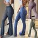 Women's Clothing Fashion High Waist Slim Fit Hip Lift Solid Color Flared Yoga Pants Casual Fitness Sports Trousers_ecoleips.com