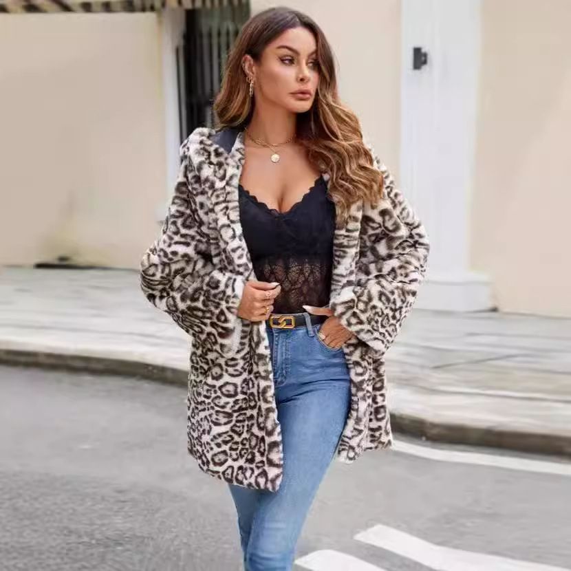 Trendy Leopard Print Faux Fur Coat – Plush, Warm & Stylish Winter Coat For Women_ecoleips.com