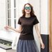 Women's Clothing Slim Fit Round Neck T-Shirt Short Sleeve Summer Base Layer White Matcha Green Trendy Style Top_ecoleips.com