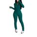 Women's Clothing Casual Simple Slim Fit Solid Color Zipper Jacket With Pants Two Piece Set_ecoleips.com