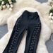 Women's High-Waisted Belted Wide-Leg Pants Korean Style Black Slimming Casual Floor-Length Spring Summer Fashionable Design_ecoleips.com
