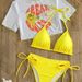 Women's Clothing Bikini Three Piece Set Bikini Printed Short Sleeved Sunscreen Mesh Swimsuit_ecoleips.com