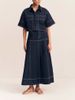 K Women's Casual Pocket Short Sleeved Shirt Split Skirt Denim Two-piece Set_ecoleips.com