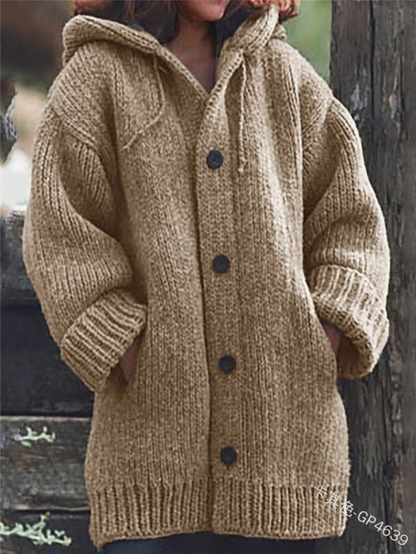 In-stock European And American Popular Women's Clothing Wish Mid-length Sweater New Cardigan Hooded Jacket_ecoleips.com