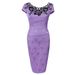 Women's Pencil Dress – Polyester Blend High Waist Bodycon Dress With Short Sleeves (Lace Trim, Work-to-Weekend Staple)_ecoleips.com