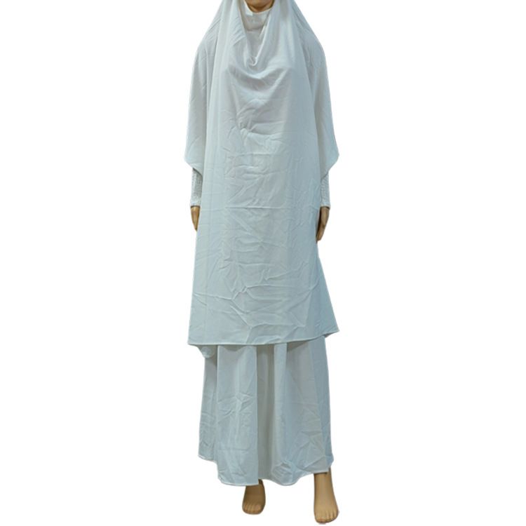 Dubai Trendy Style Nida Two-Piece Set Solid Color Hooded Cuffed Robe Dress_ecoleips.com
