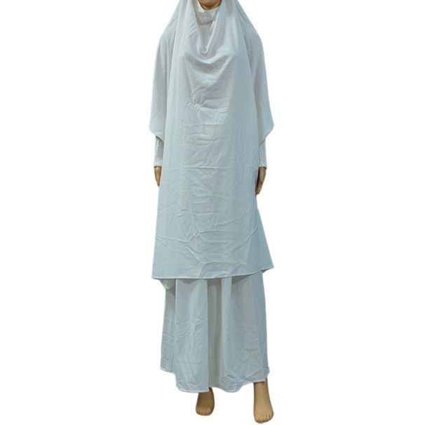 Dubai Trendy Style Nida Two-Piece Set Solid Color Hooded Cuffed Robe Dress_ecoleips.com