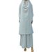Dubai Trendy Style Nida Two-Piece Set Solid Color Hooded Cuffed Robe Dress_ecoleips.com