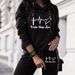 Women's Autumn Winter Fashion Hooded Printed Two Piece Set Long Sleeved Trouser Side Stripe Design Casual Slim Fit Outerwear_ecoleips.com