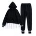 Women's Clothing Sportswear Black Suit Female Student Large Size Loose Two Piece Suit_ecoleips.com