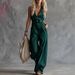 Women's Clothing Women's Sleeveless Linen Jumpsuit V Neck Front Button Casual Fashion Western Style For Formal & Casual For Women_ecoleips.com