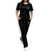 Women's Spring Summer Fashion Casual Medal Logo Color Block round Neck Short Sleeve Two Piece Set Loose Fit Print Design_ecoleips.com