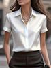 Slim Fit Satin Shirt for Women Elegant Versatile Blouse for Commuters European And American Style Regular Thickness Polyester_ecoleips.com