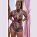 K European And American Style New Fashionable Digital Printed Mesh Sexy Hot Girl High Waisted Backless Jumpsuit_ecoleips.com