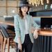 Women's Slim Fit Blazer Houndstooth Casual Plaid Tweed Office Lady Style Outerwear_ecoleips.com