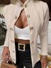 Slim Fit Women's Outerwear Stand Collar Long Sleeve European American Style Metal Buckle Decoration Independent Website Hot Selling_ecoleips.com