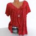 New Cross-border European American Women's Clothing 2019 Summer Hot-selling V-neck Loose Short-sleeve Printed T-shirt On_ecoleips.com