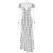 Women's Elegant Satin Polka Dot Lace Trim Short Sleeve Belted Bodycon Maxi Dress – Ins Style Summer Gown_ecoleips.com