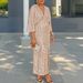 D3308 Women's Autumn New Item Loose V-neck Fashionable Sequin Slit Long Skirt Plus Size Dress_ecoleips.com